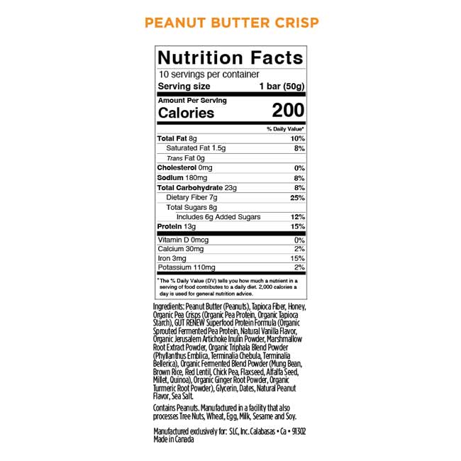 GUT RENEW Peanut Butter Crisp Snack Bar (10 Count) - Image 3
